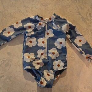 Baby Little Co. By Lauren Conrad One-Piece Rashguard Swim Blue Floral Size 9m